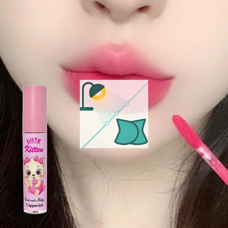 ملمع شفاه كابوفيني مقاوم للماء ناعم وسهل الارتداء مخملي خوخ وردي شفاه طين عاري يدوم طويلاً أحمر شفاه سائل مكياج مستحضرات التجميل #1