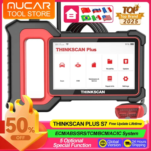 Herramientas de diagnóstico Thinkscan Plus S7/S6/S5/S4, sistema 7, 5 reinicio, herramientas automotrices libres de por vida, herramientas de lector de código de escáner Obd2 para coche