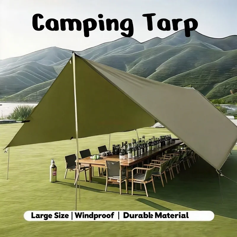 Lona impermeable para acampar, sombrilla impermeable para acampar, toldo para jardín, playa, refugio solar ultraligero para exteriores, tela impermeable