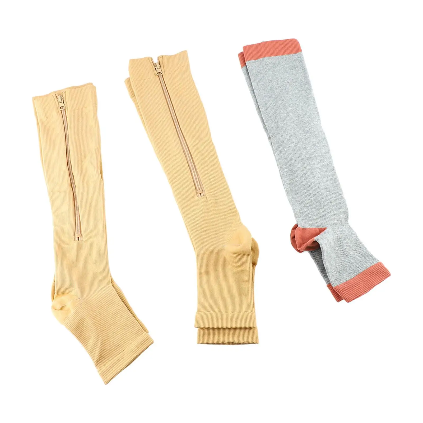 Chaussettes de compression avec fermeture éclair pour femme, amélioration musculaire, surpoids de vache, design doux et léger, course à pied