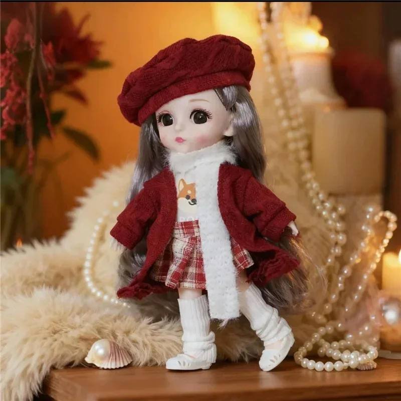 For 1/8 BJD Doll Cute Animal Puppy Coat Hat Bag Set Outfit Clothing Sexy Plush Leopard Print Jacket Clothes For 16 17cm Doll view 5