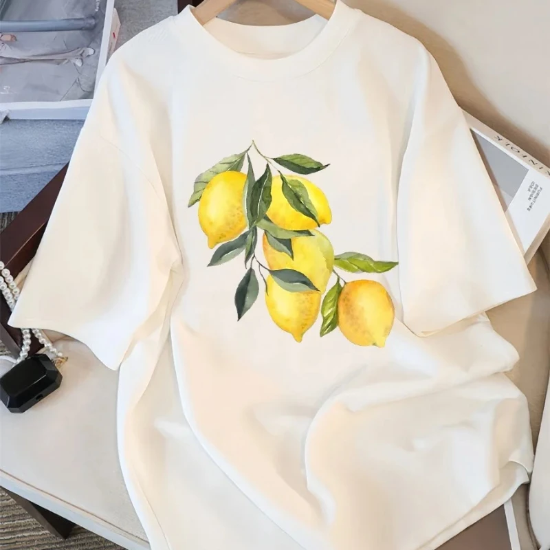 

Creative Lemon Pattern T-Shirts Female Casual Tops Fashion Cool Tees Clothing Street Summer Unique Short Sleeve T-shirts