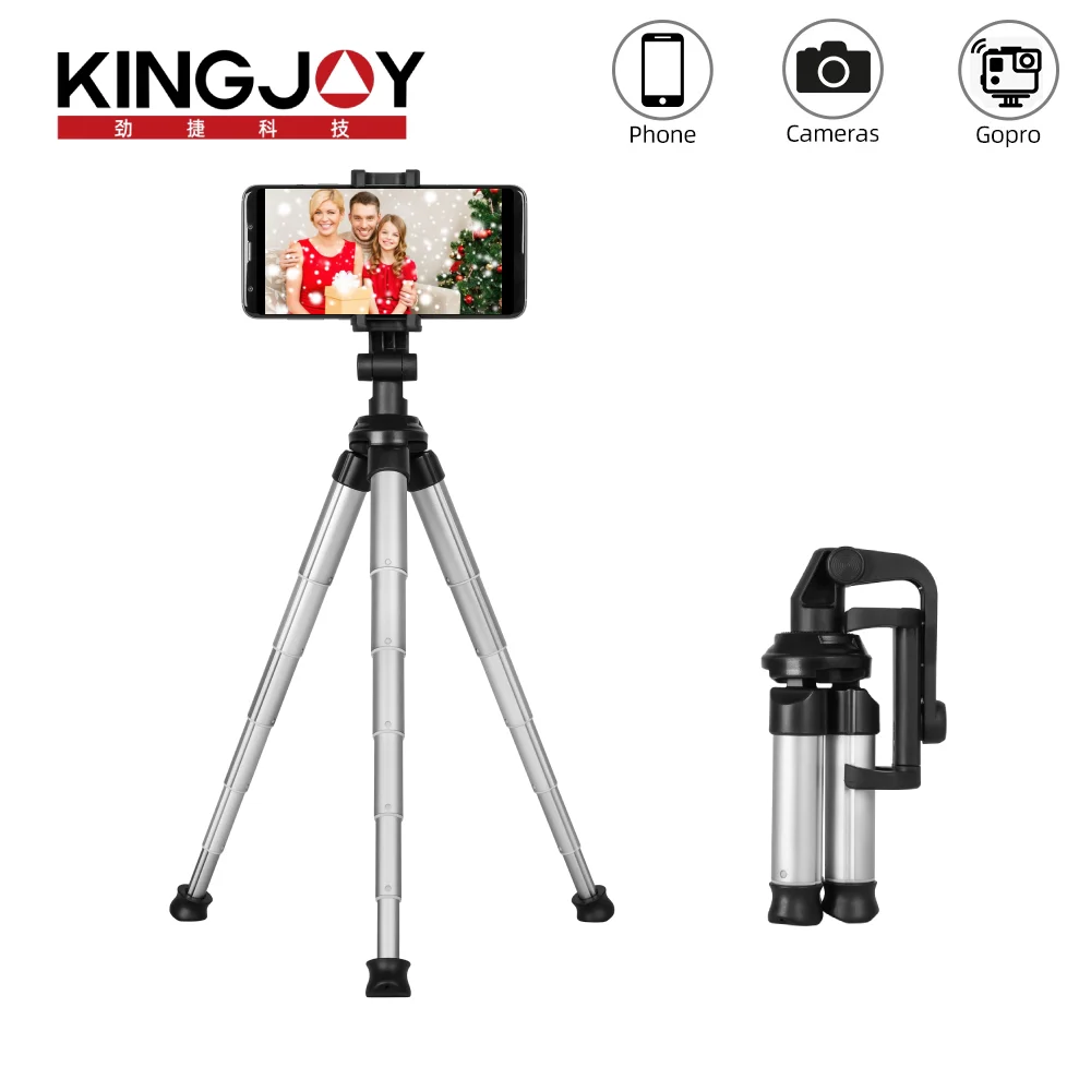 

KINGJOY Mini Tripod Desktop Phone Live Streaming Bracket with Clip Adapter for Cellphone Selfie Shooting Travel Vlog Photography