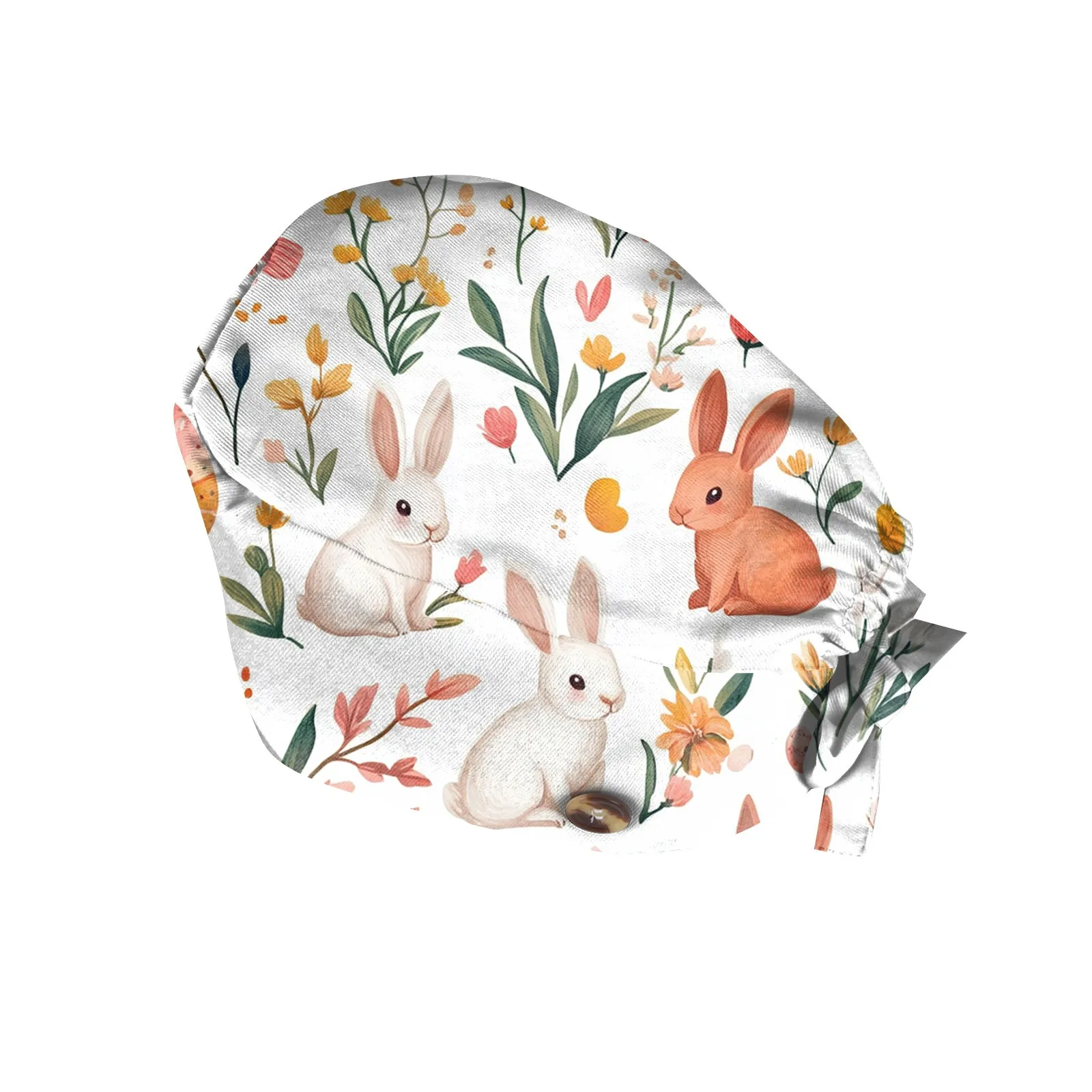 Berretto con stampa uovo di coniglietto pasquale Berretto unisex per dentista per denti Cappello da sala operatoria per uomo Donna Accessori per berretto da allattamento