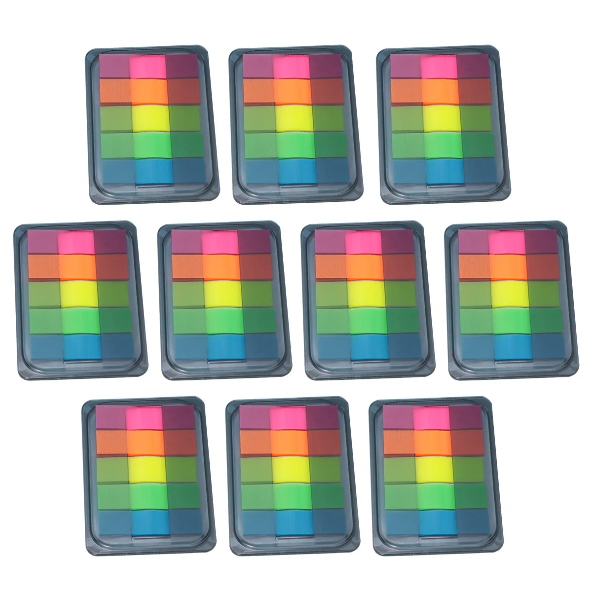 

10pcs Fluorescent Index Tabs Self Stick Notebook Pads Colorful Markers Pages Documents Books Reusable PET Material