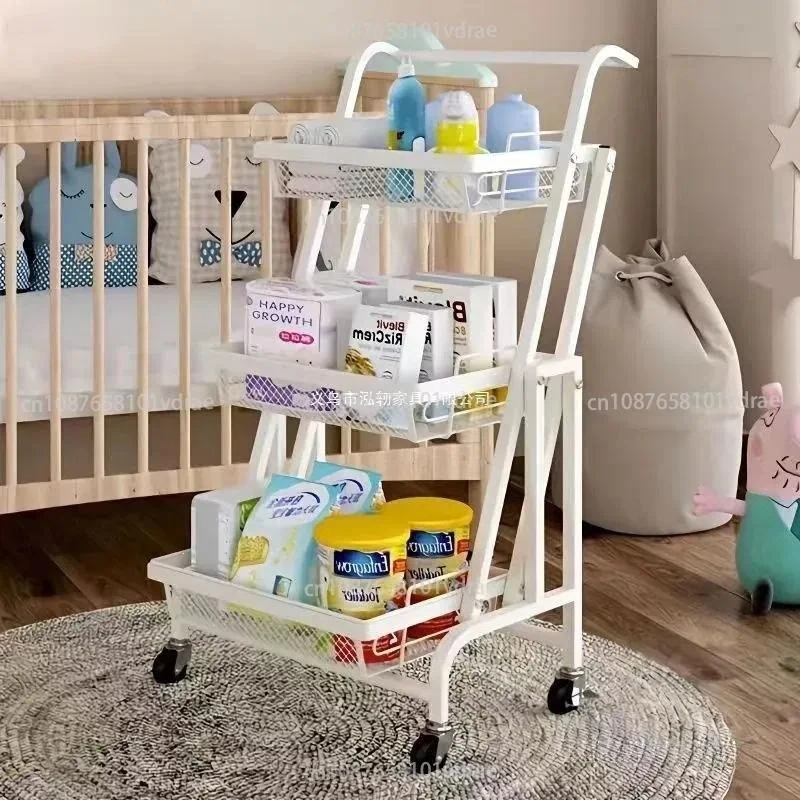 Kitchen Rack Trolley Movable Rack Multi-layer Stall Household Three-layer Multi-functional Storage Rack,1.5-inch Rubber Wheels