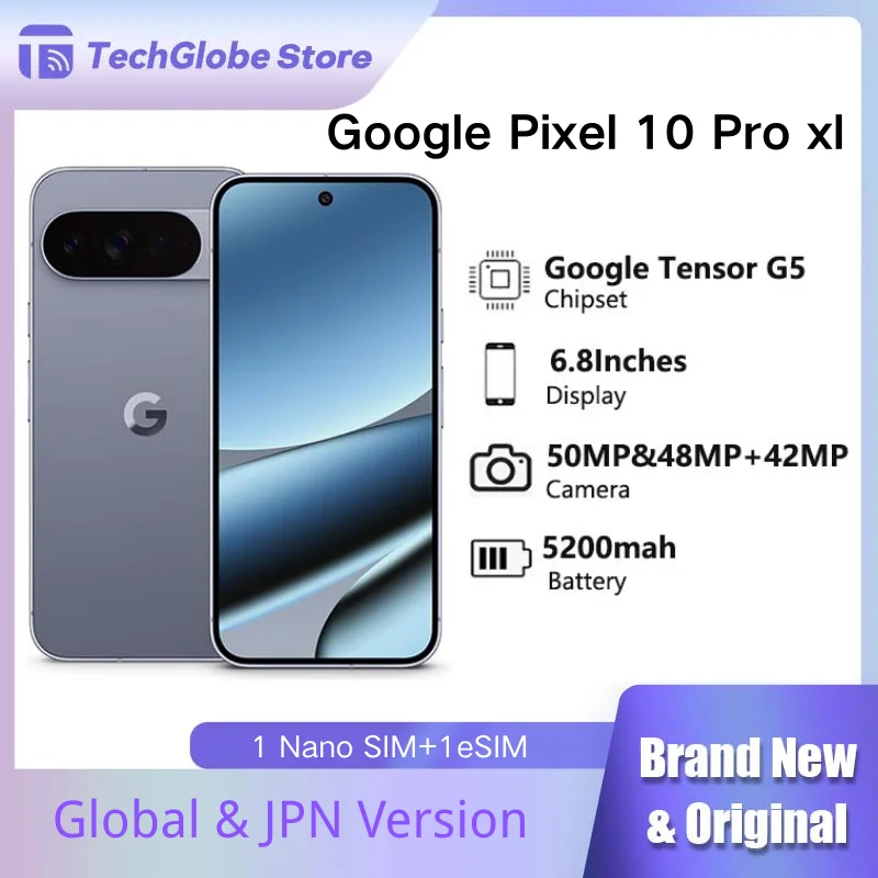 Google Pixel 10 Pro XL - 1Nano SIM+1eSIM، Tensor G5، شحن سريع بطارية 24+ ساعة 5200 مللي أمبير، وشاشة Super Actua مقاس 6.8 بوصة