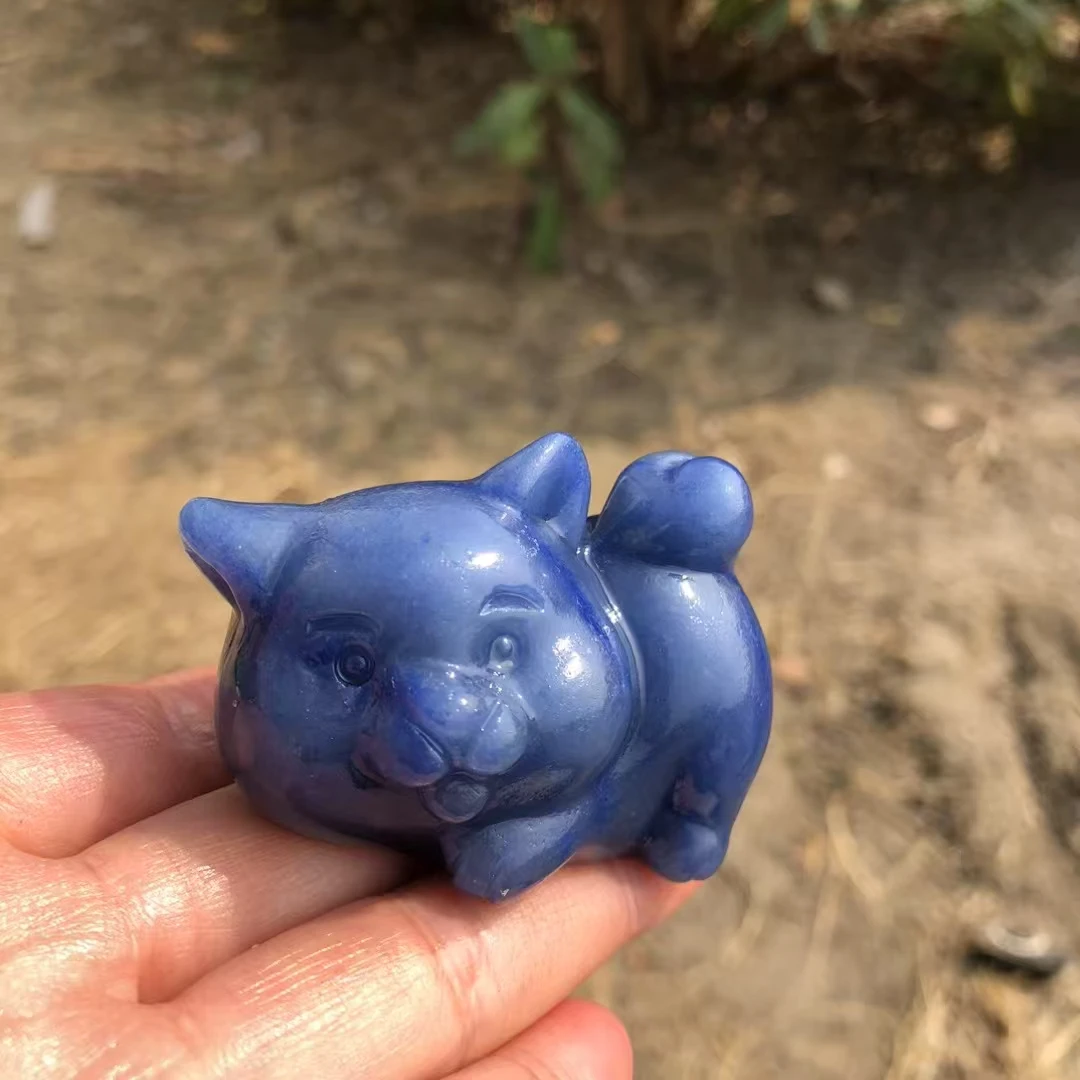 

Статуя кошки, натуральный камень, кристалл, резная лечебная фигурка животного, ремесла, украшение для дома