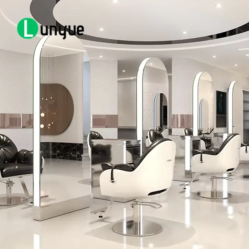 Modern Floor to Ceiling Double Sided Glass Hair Mirror Durable Multi Functional Furniture for Beauty Shop Wholesale