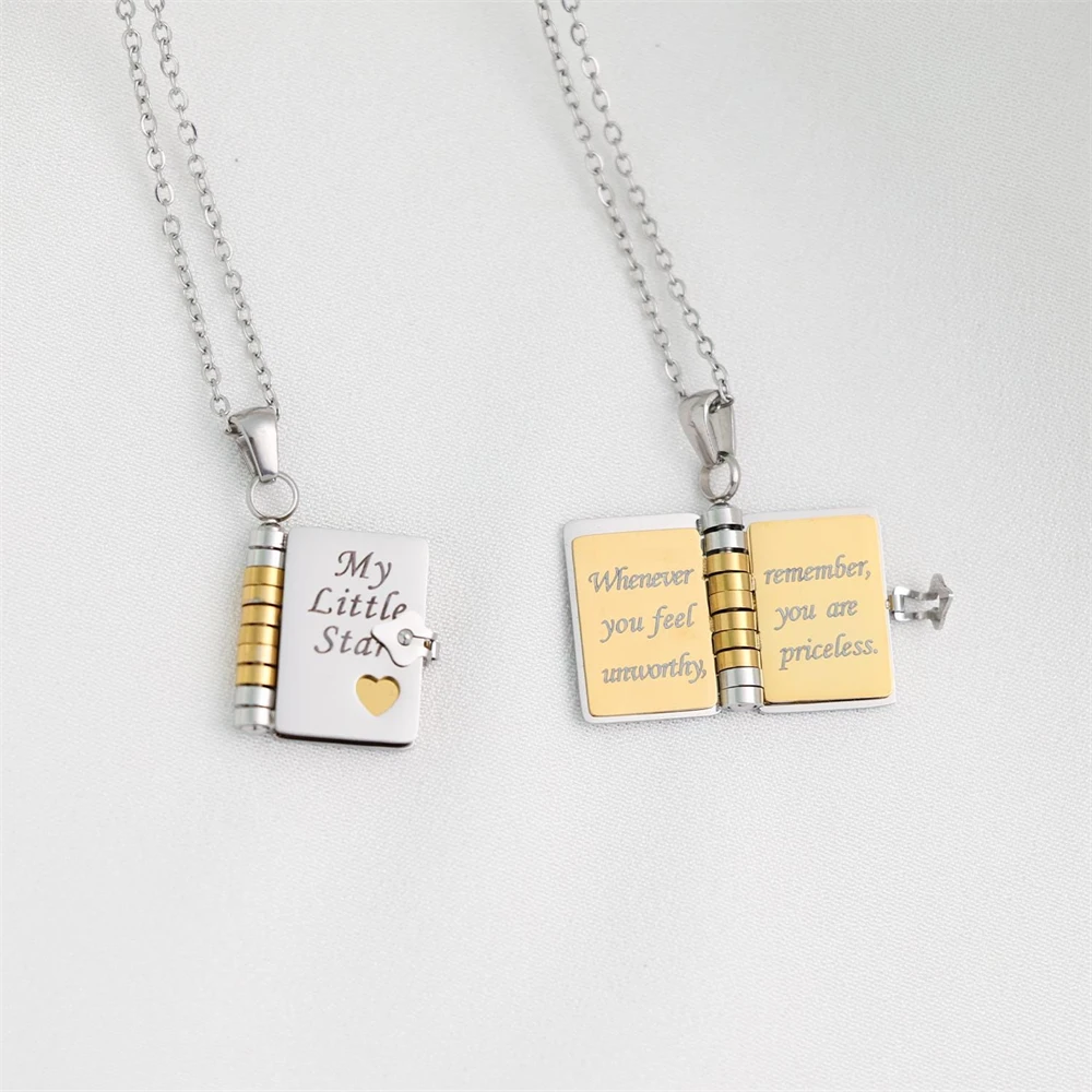 Incredible Daughter Book Necklace Adjustable Chain Book Locket Engraved Message My Daughter Necklaces Love & Encouragement Gift