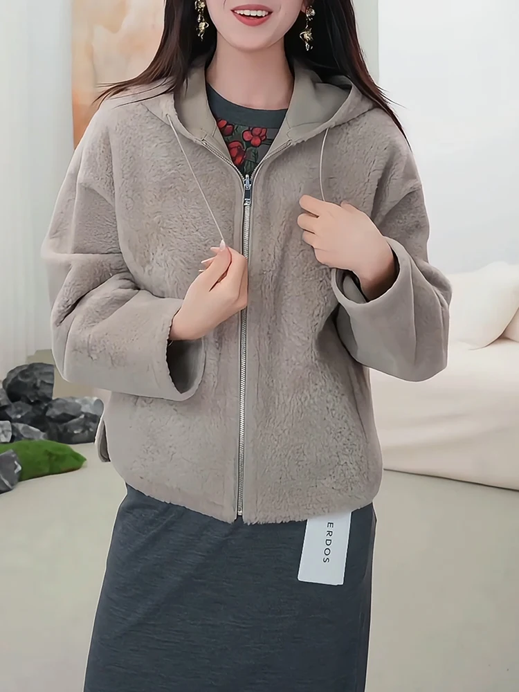 

Корейская высококачественная куртка с капюшоном на молнии, больших размеров, модная, свободная, универсальная, для повседневной носки осенью и зимой