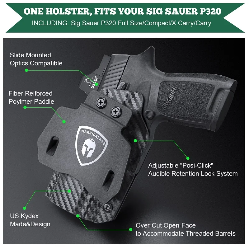 P320 M18 OWB Carbon Fiber Holsters Optic Cut Fit  Sig P320 M18 Pistol Outdoor Tactical Right Gun Pouch 1.75 Paddle