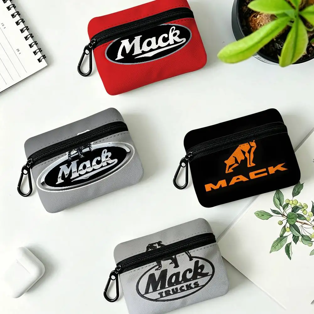 Heavy Truck Brand M-MackS T-Trucks Portable Oxford Cloth Coin Purse Alloy Carabiner Hook Small Zipper Pouch For Backpack