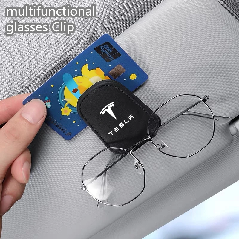 Universal Car Auto Sun Visor Glasses Box Sunglasses Clip Card Ticket Holder Stand For Tesla model Y model X model 3 MODEL S