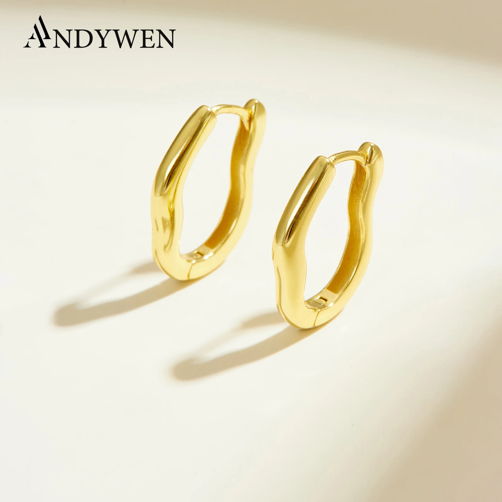 

ANDYWEN стерлингового серебра 925 пробы, шикарные серьги-кольца неправильной формы, 2025 г., женские винтажные изящные серьги для вечеринки, подарок, ювелирные украшения