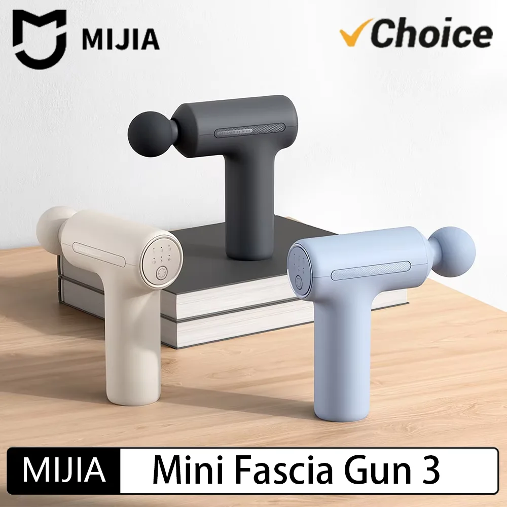 New Mijia Mini Fascia Gun 3 Portable Muscle Massage Gun Thrust Brushless Silent Motor 3 Massager Heads Relax Body Type-C CN