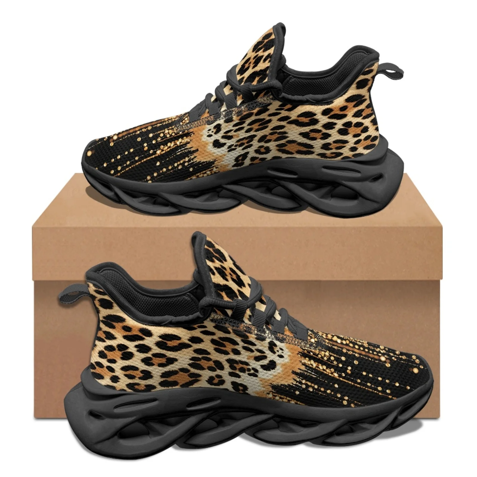 PENSTROLL Leopard Beads Men's Fashion Sneakers Mesh & EVA Mens Running Shoes Breathable Men's Running Shoes for Youth