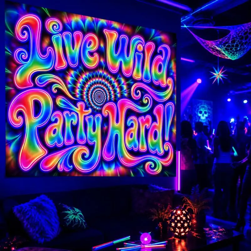 VIKAMA Carnival Rainbow Tie Dye Tapestry, Hippie Wall Hanging, Trendy Colorful Wall Decor Living Room Bedroom Home Decor