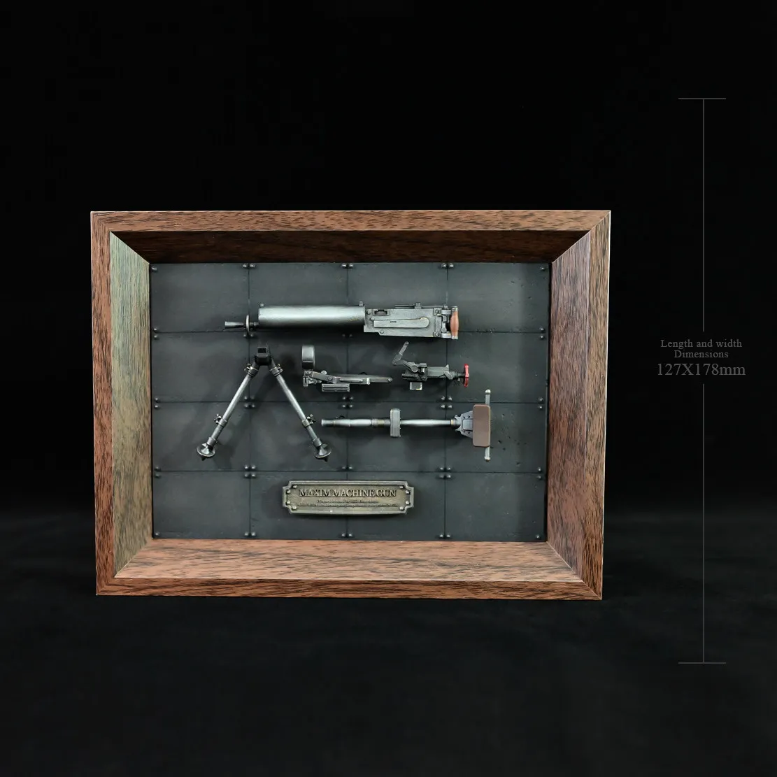 Maxim Machine Gun Model Photo Frame Epoxy Resin Handmade Hand-Painted Desktop Decor Military Figurine