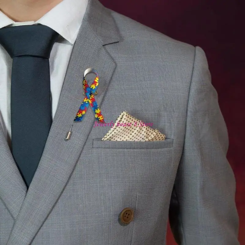 100 Pieces Multicolor Satins Ribbon Pins for Autisms Awareness Campaigns Unisex