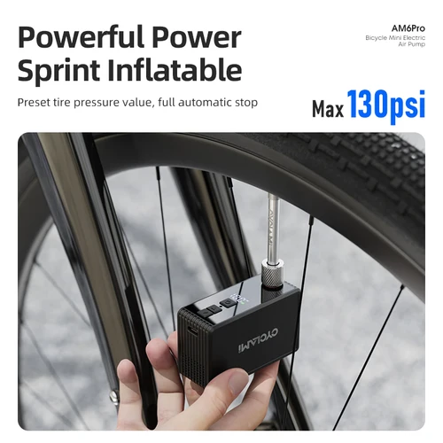 Imagen 2 del producto Mini bomba de bicicleta de 130 PSI, Inflador de neumáticos, batería recargable portátil, válvula Schrader Presta, accesorios para bicicleta CYCLAMI AM6 Pro