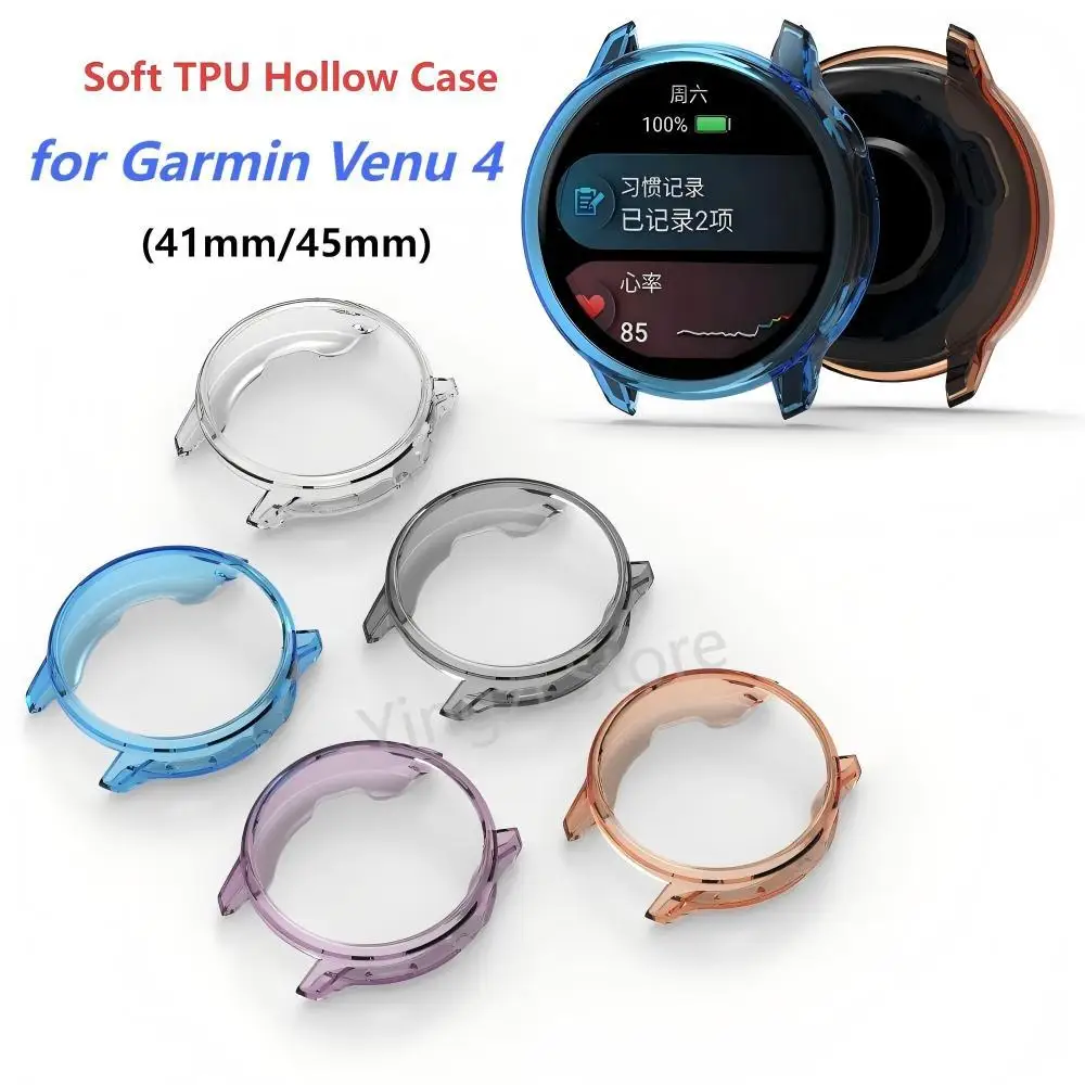 Capa protetora tpu para garmin venu 4, pulseira de relógio inteligente transparente e macio, amortecedor de silicone venu4 41mm 45mm, acessórios de pr