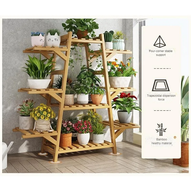 Estante de esquina plegable grande para plantas, soporte de macetas de madera para múltiples plantas, soporte de flores, estante alto, Organizador