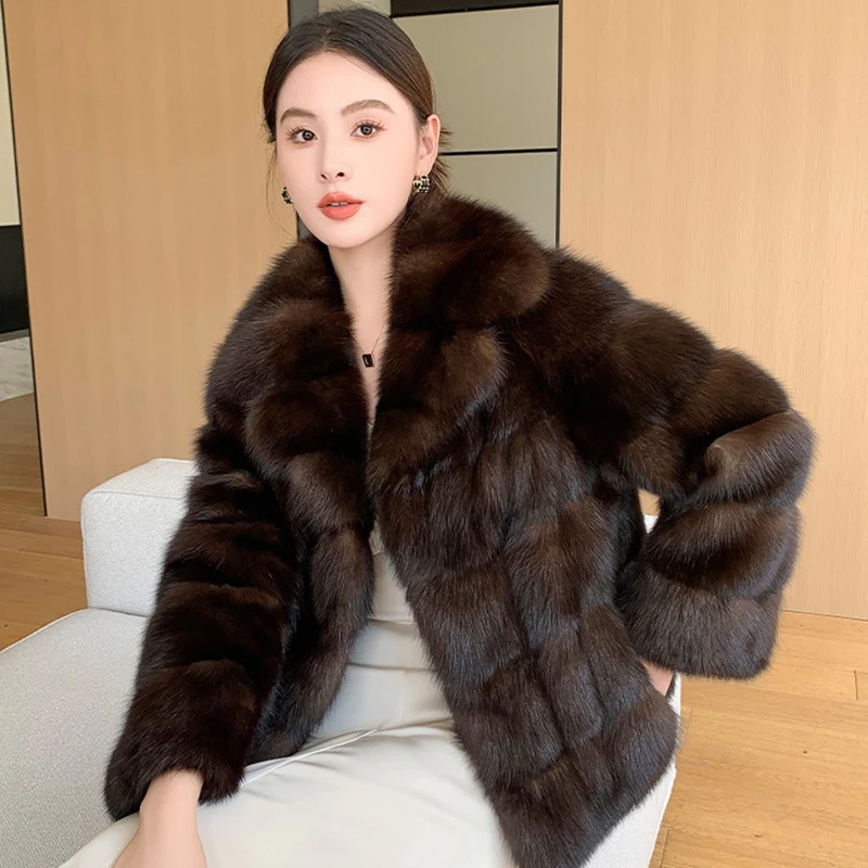 Faux Fur Coat for Women, Thick, Brown, Warm, Winter Clothes, 2024