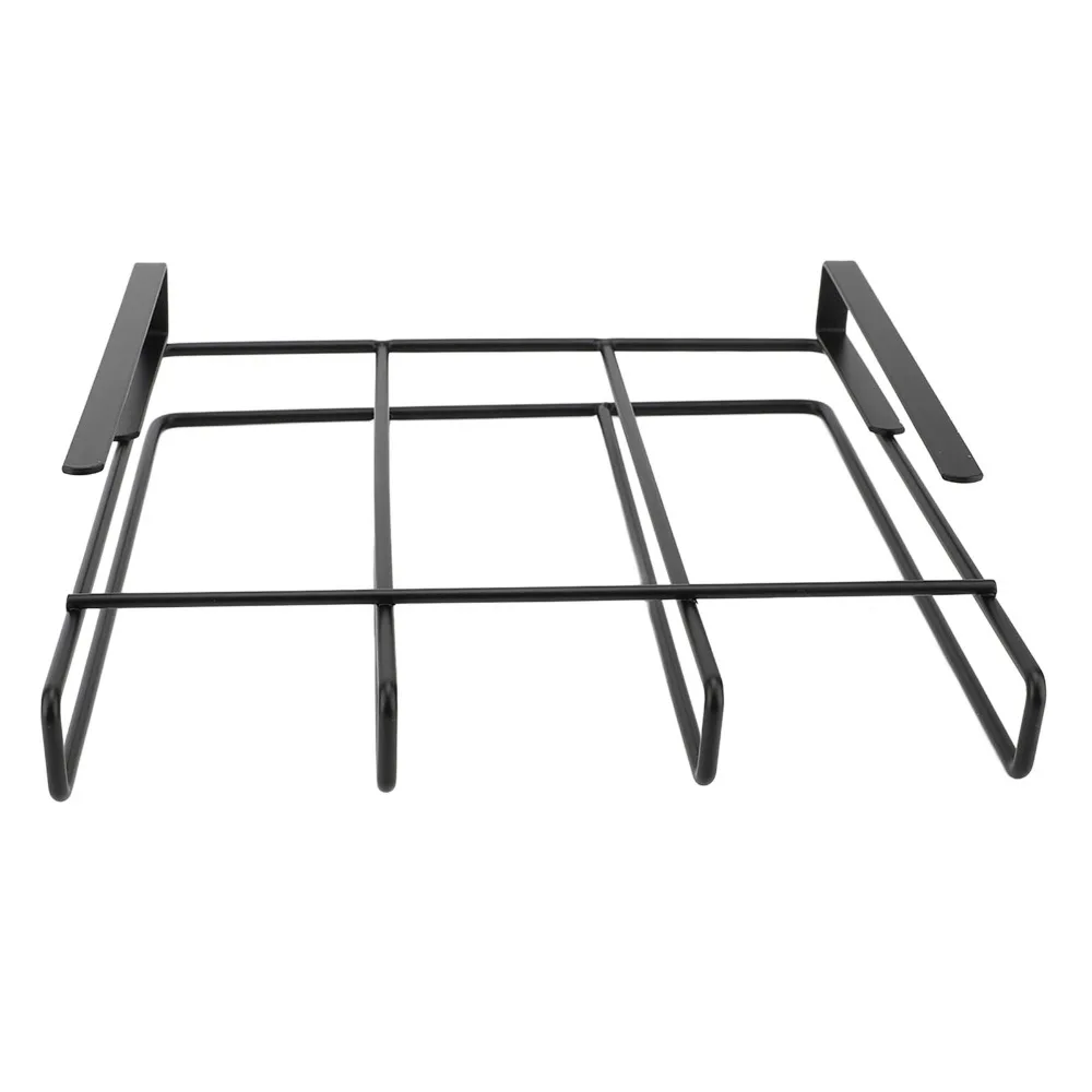Carbon Steel Under Cabinet Rack 9.8×9.8×2.3in One-Layer Design Chopping Board Organizer Black Wall Mount Shelf