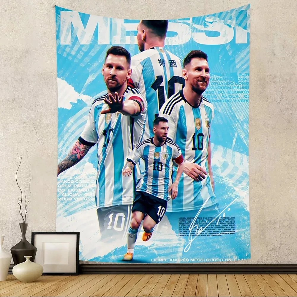 Football Star M-Messi Happy Birthday Backdrop Background Vinyl Women Birthday Party Cake Table Decorations Photoshoot Banner