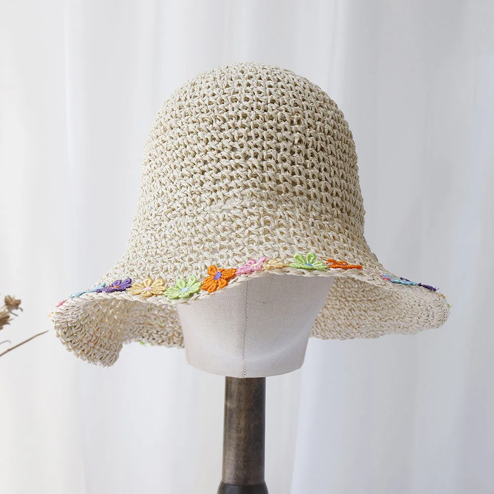 2024 New fashion Foldable bucket hat UV Protection sun hat For Beach,Travel And Vacation handmade straw hat