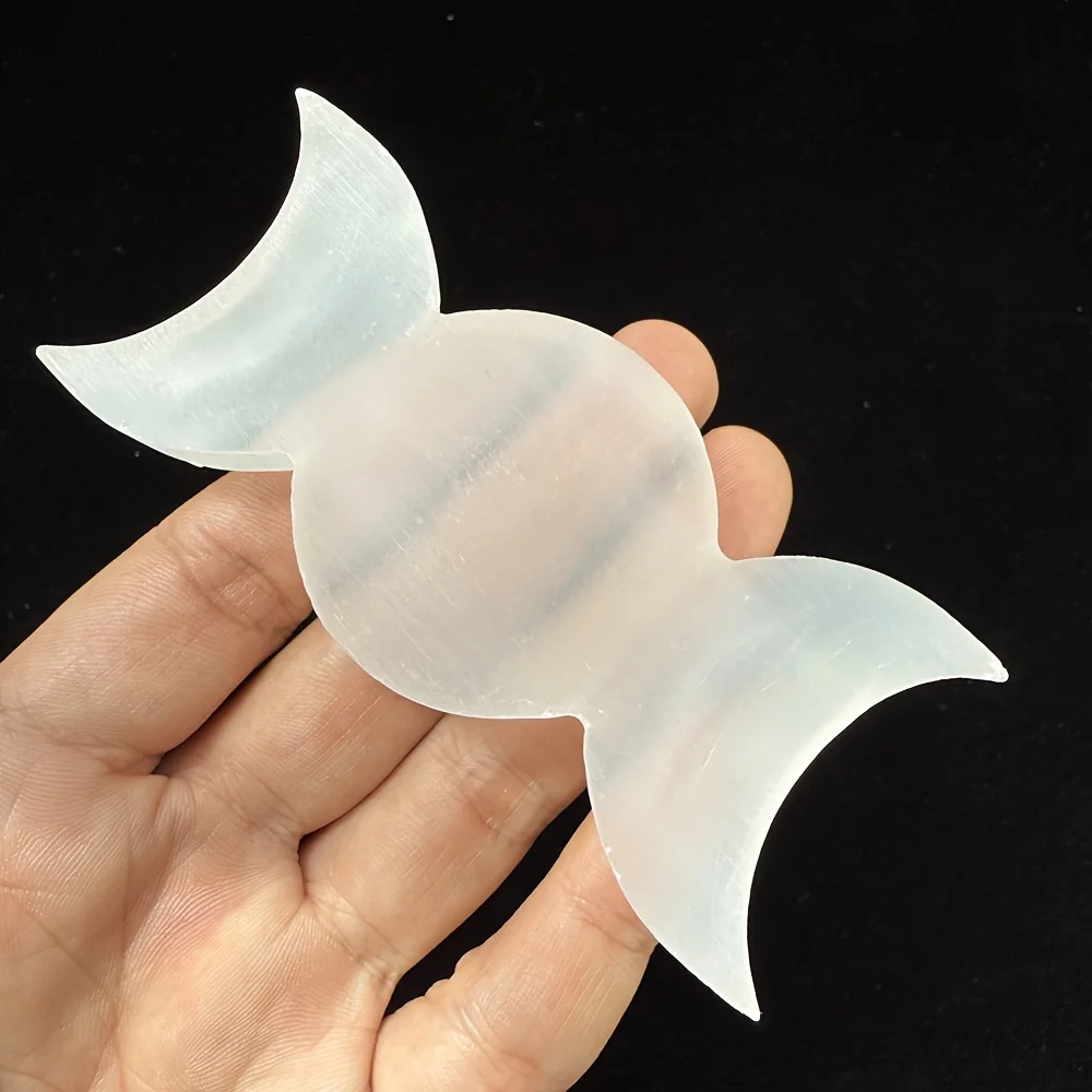 1pc Selenite Moon Goddess Selenite Bowl,Triple Moon Bowl,Crystal Gifts,Home Decor,Crystal Bowl For Witchcraft Divination view 4