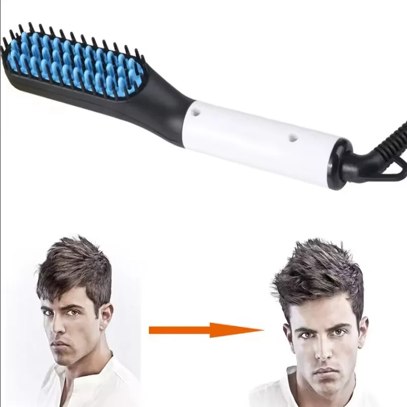 Portable Hot Straightening Brush for Hair Styling Hot Now Multifunctional 2 in 1 Hair Styler Electric Beard Straightener Brush