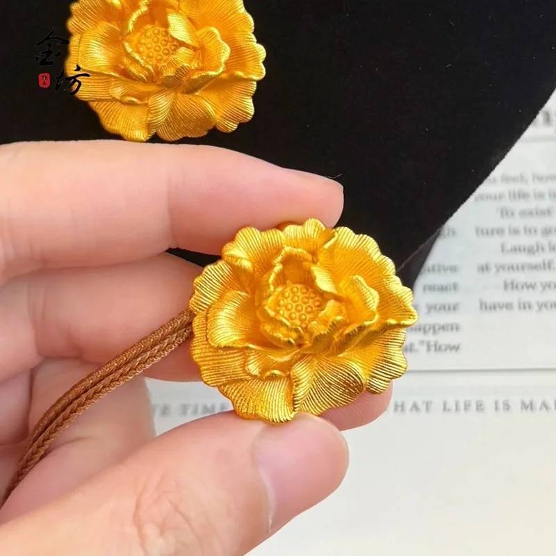 QEENKISS 24KT الذهب خمر زهرة الفاوانيا قلادة المعلقات للنساء حفل زفاف عيد الميلاد عيد الميلاد العروس الأم الهدايا PT5214 #4