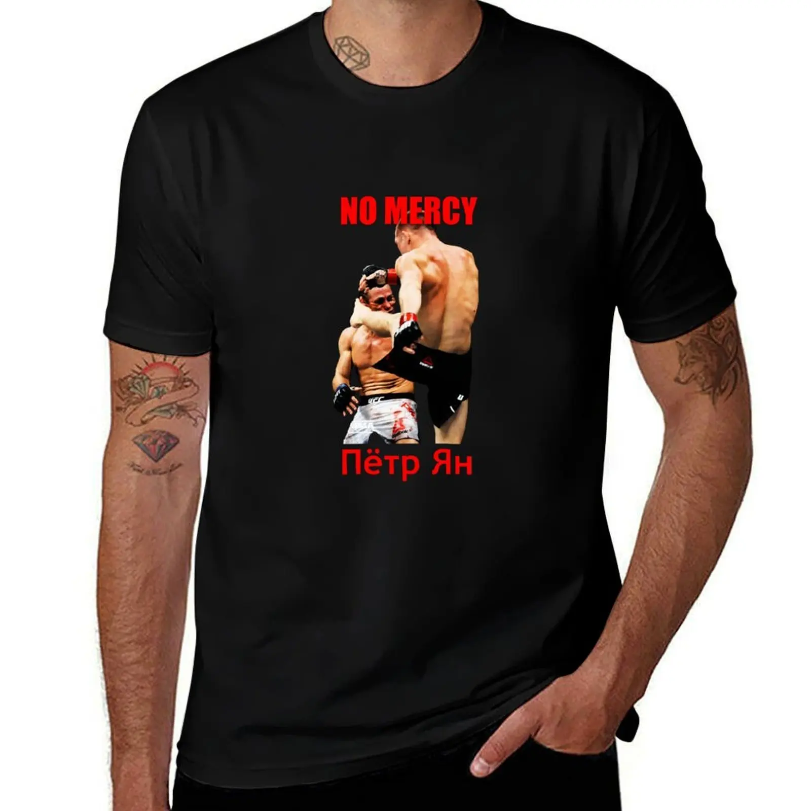Petr Yan - No Mercy - MMA T-Shirt Simple Casual Short Sleeve Cotton T-Shirt