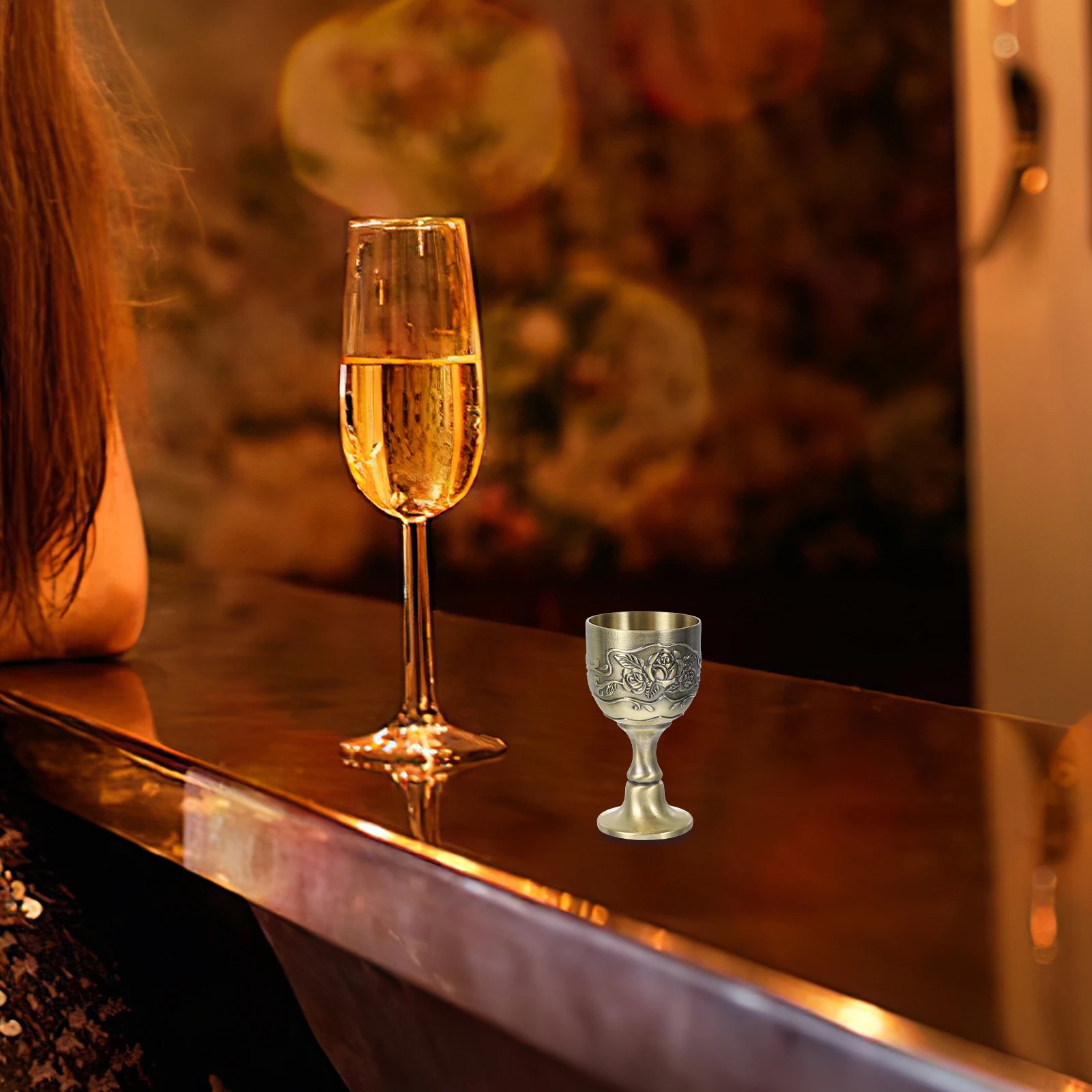 

Retro Metal Goblet Zinc Alloy Cup Household Liquor Multi function Decorative Dinner Drink Cocktail Party Glassware