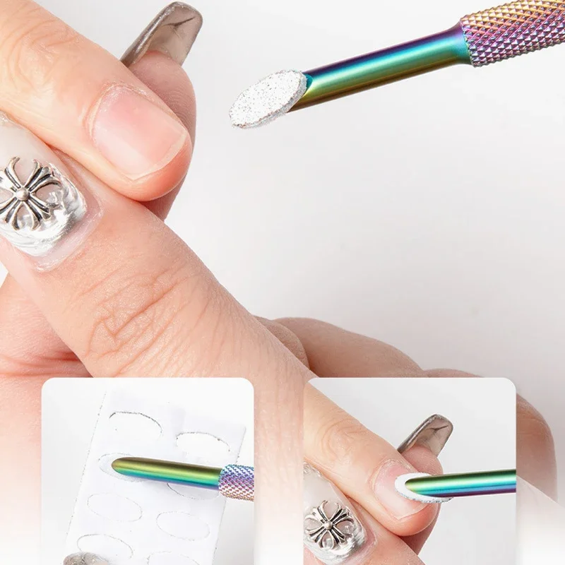 Popychacz do skórek ze stali nierdzewnej do manicure, dwustronny, stalowy w kształcie podkowy, do usuwania martwego naskórka, narzędzie do usuwania lakieru, rampa do zdobienia paznokci.