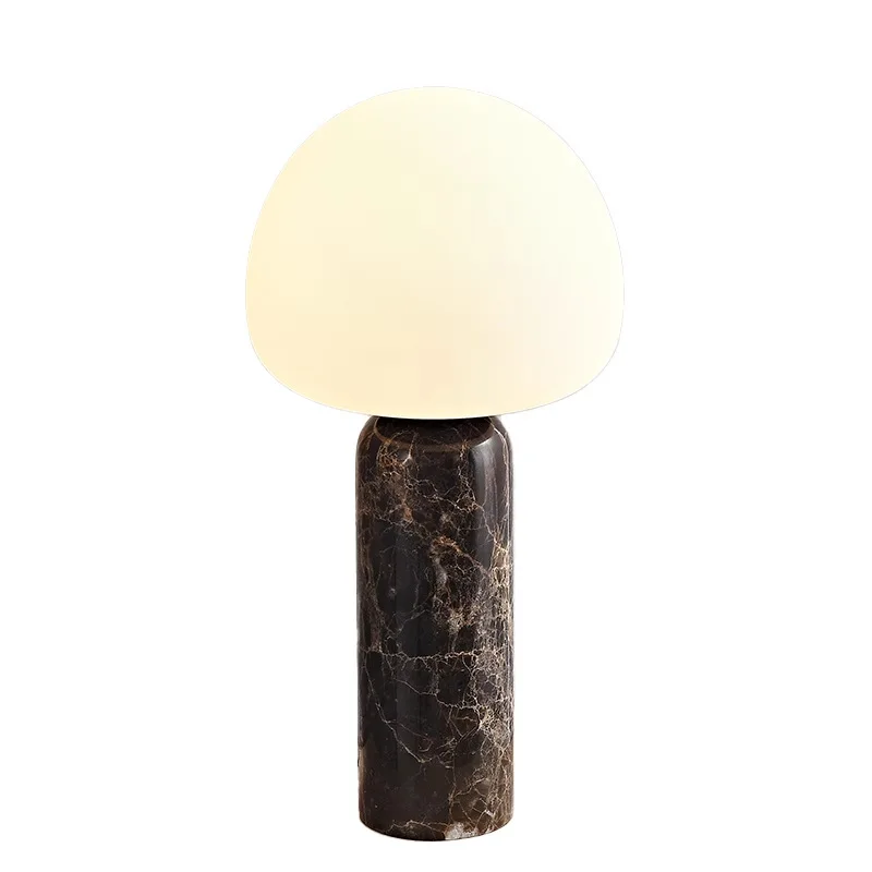 

Nordic minimalist glass light luxury natural marble table lamp dead wind retro living room bedroom bedside