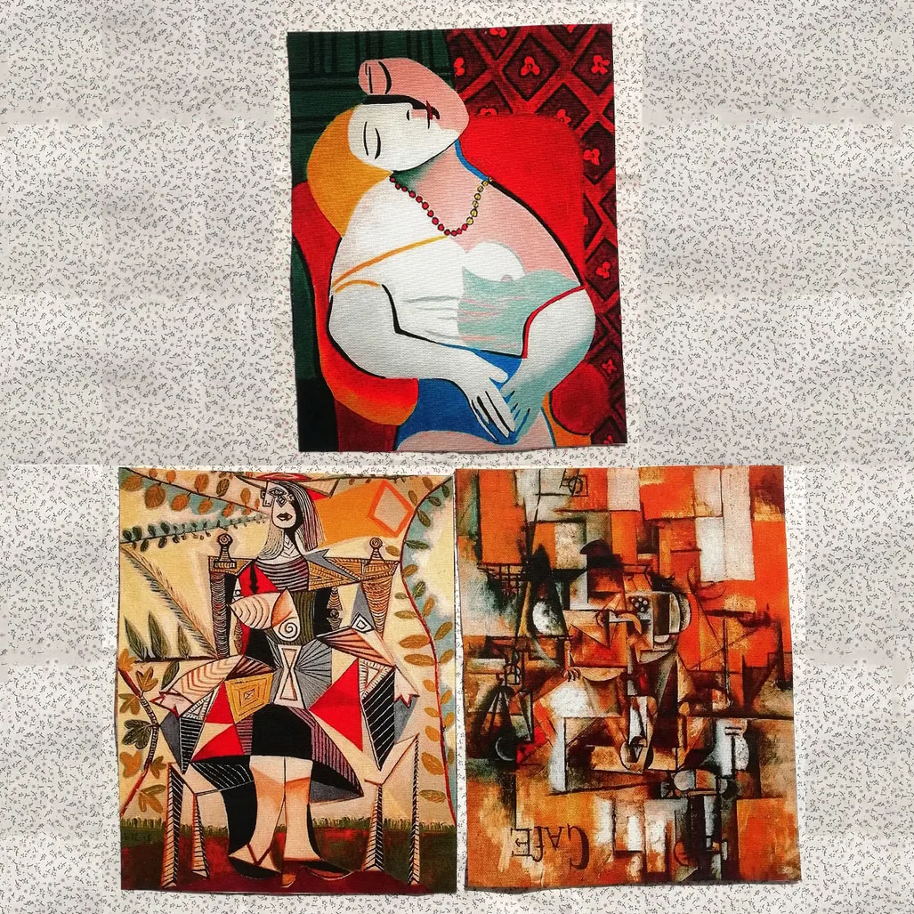 3pcs/lot 20*25cm Oil Painting Cotton Canvas Fabric For Sewing Decoration Decorative Painting World Famous Painting Dyeing Cloth