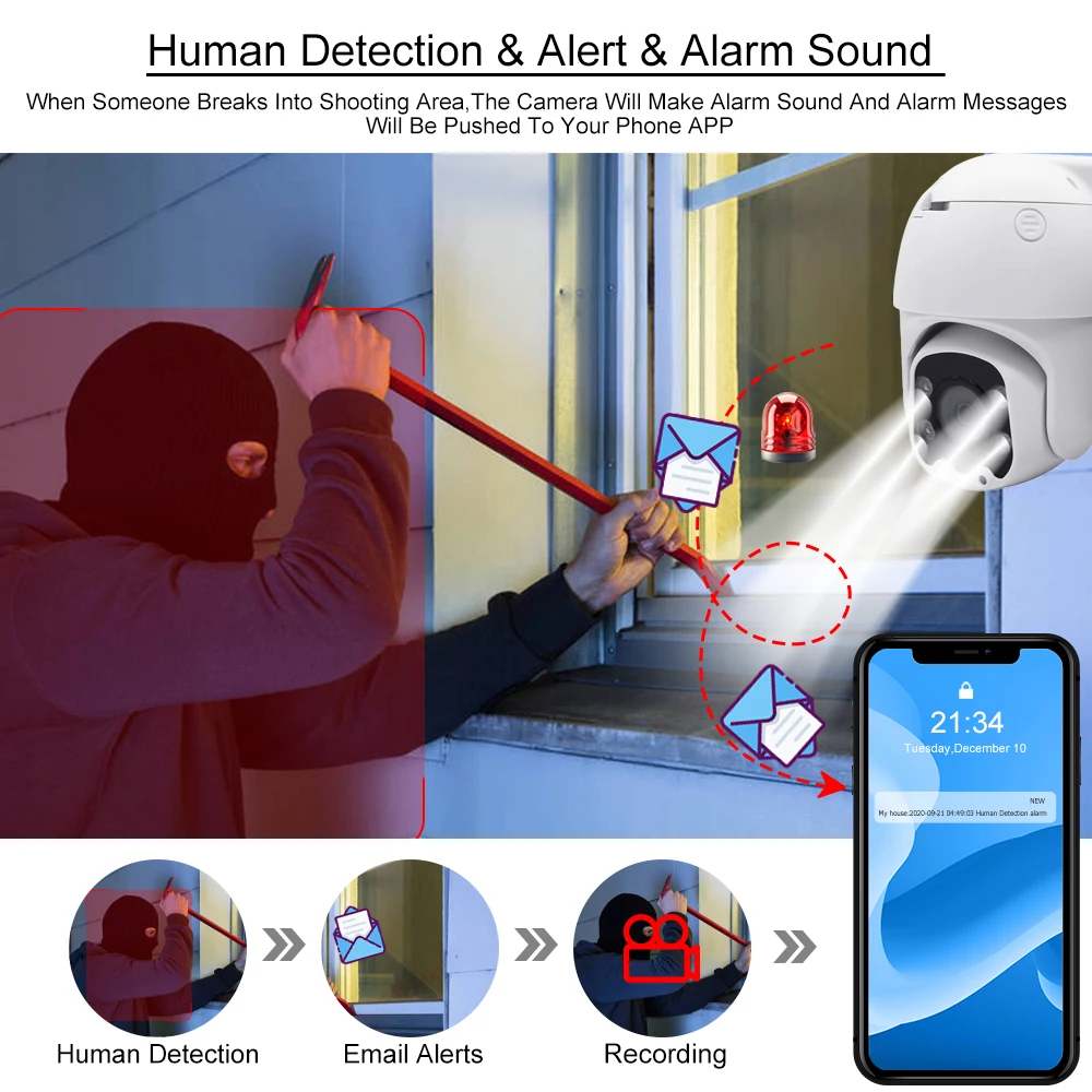 10X Zoom 4K POE PTZ IP Dome Security Camera Outdoor Color Night Vision CCTV Network Surveillance Cameras 8MP Two Way Audio 5MP