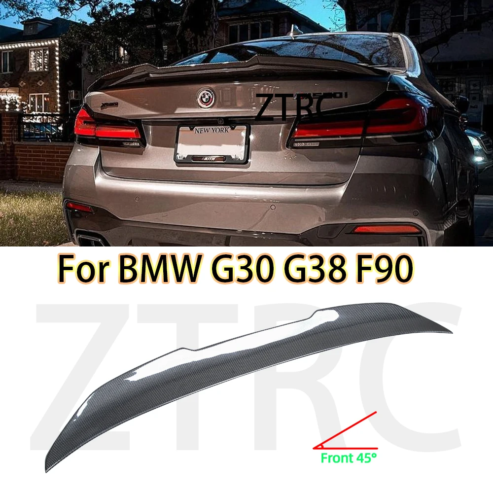 Car Spoiler For BMW 5 Series G30 G38/F90 M5 P Style Real carbon fiber material Rear Spoiler Trunk wing 2016-2024 Glossy black