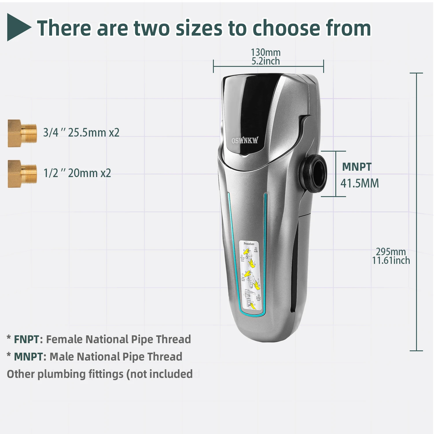 OSWNKW-01Pre Filter Purifier Hele Huis Spin Down Sediment Water Filter Centrale Voorfilter Systeem Backwash Rvs Mesh