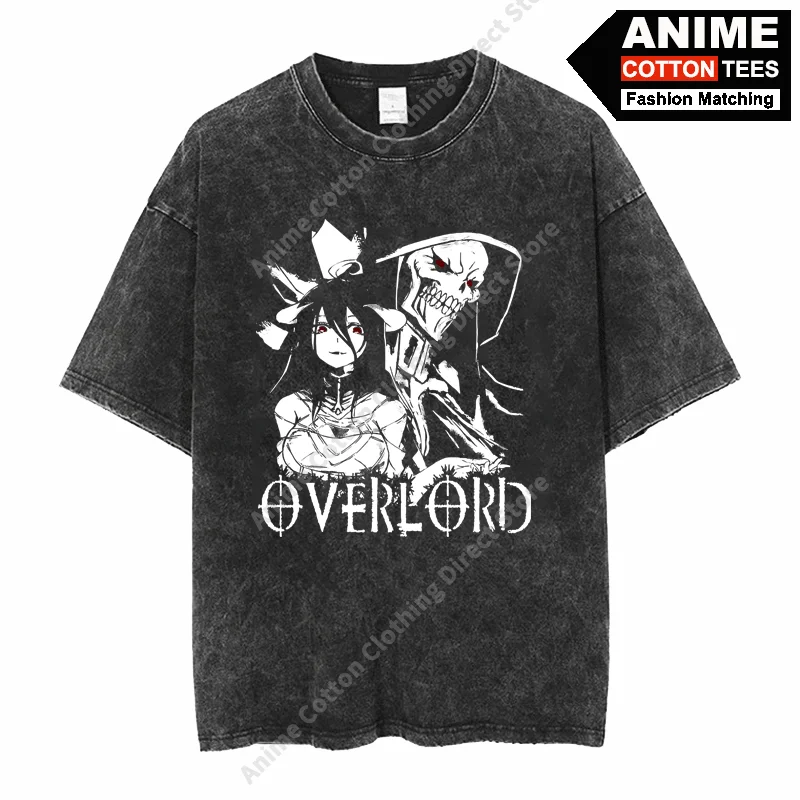 

Japanese Anime OVERLORD Print T-shirt y2k Harajuku Fashion Street styl Men Women Casual Short Sleeve Cotton Vintage Loose Tees