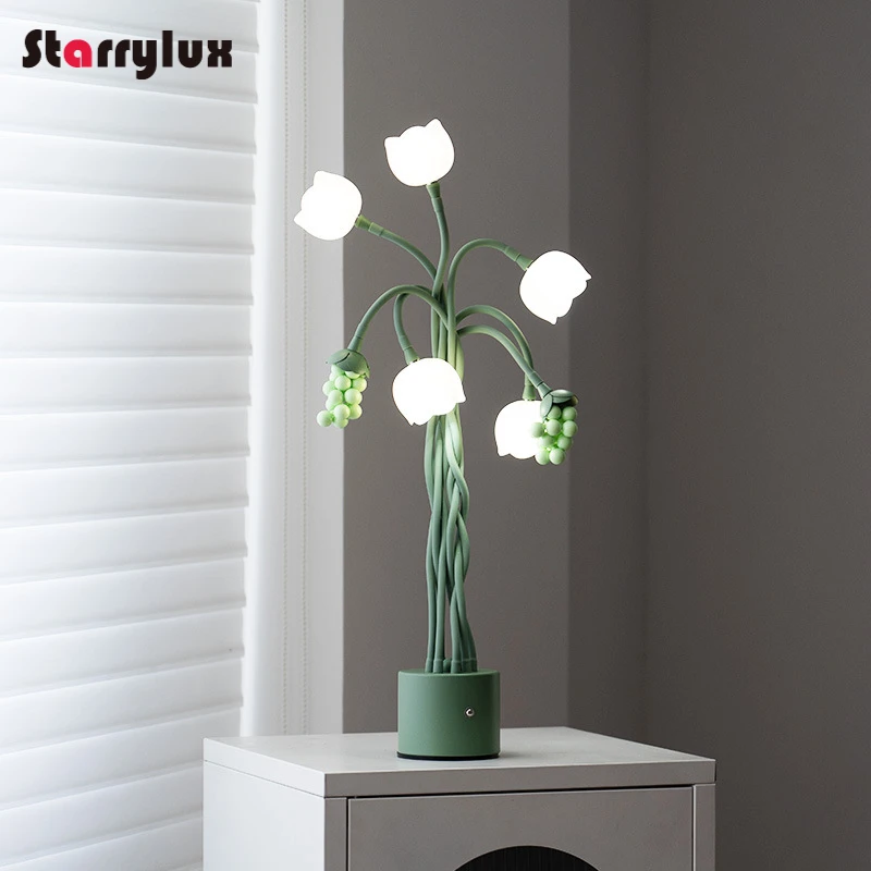 Creative Touch Control Flower Table Lamp, 5 lights LED Warm Light for Bedroom Desk Nightlight Decor