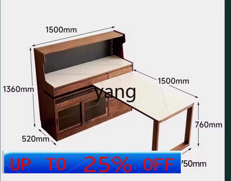 LMM Slate Dining Table Integrated Living Room Storage Cabinet Solid Wood Home Kitchen Storage Cabinet