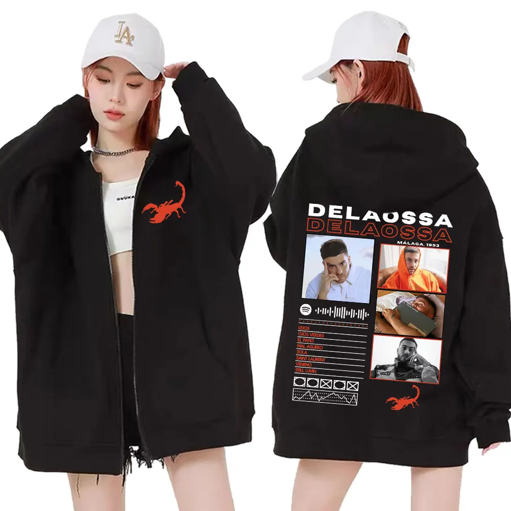 Рэпер Delaossa Veneno Album 2025 Tour Толстовка Мужская одежда Модные толстовки на молнии Винтаж Лидер продаж Негабаритная толстовка на молнии