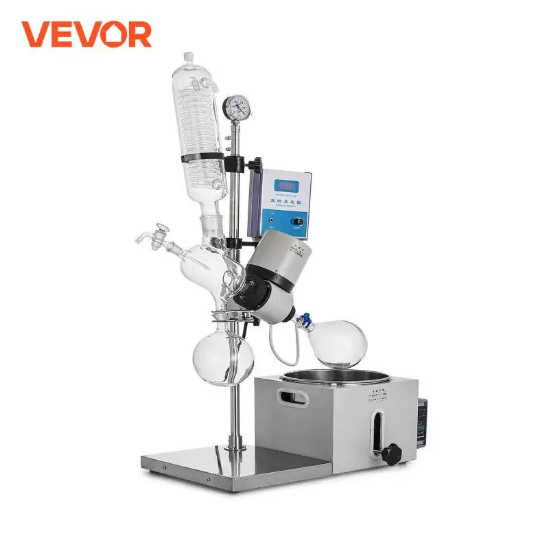 VEVOR 2L 5L R201D RE501 Manual Auto Lifting with LCD Screen 5-120rpm Professional Rotary Evaporator Set Borosilicate Glass