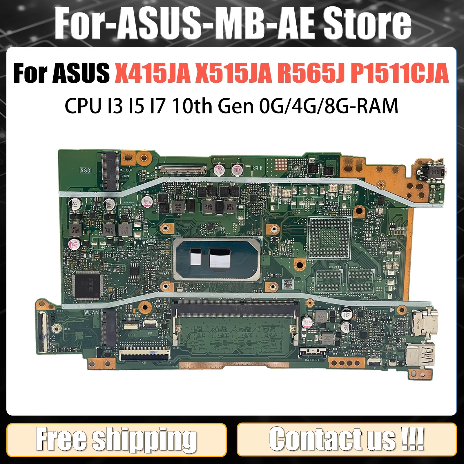 

X415JA Mainboard X515JA R565J P1511CJ V5200J V4200J X515JP X515JF X515JAB Laptop Motherboard CPU I3 I5 I7 10th Gen 0G/4G/8G-RAM