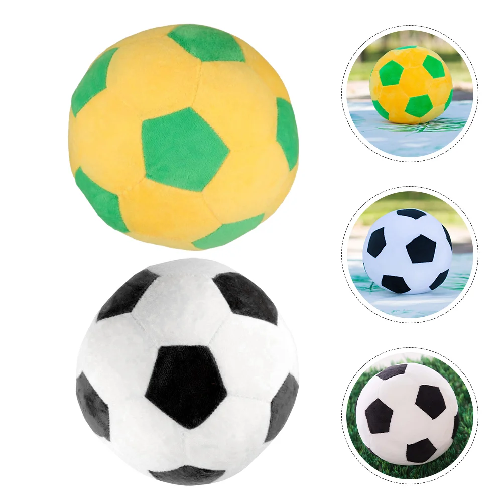 

2 Pcs Plush Soccer Pillow Football Pet Toys Stuff Square Sports Pillows PP Cotton Child