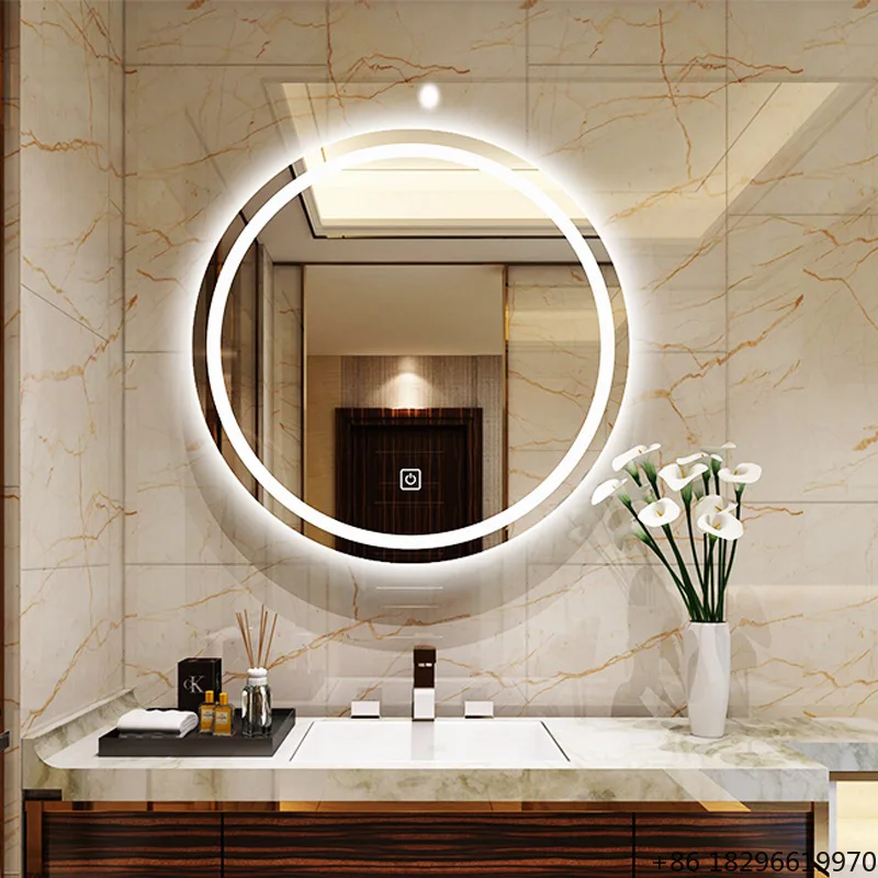 

Round Anti-Fog LED Bathroom Vanity Mirror Smart Illuminated Wall Mirror for Hotel Villa Salon